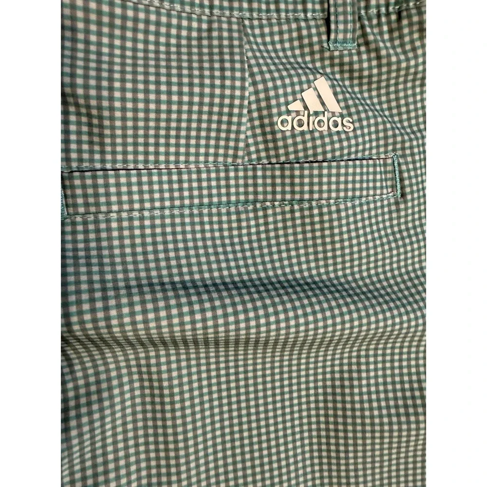 Adidas Golf Shorts Men's 36x9‎ Green Check Lightweight Chino Performance Stretch